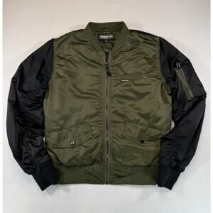 Members Only Bomber Jacket Mens M Green Black MA-1 Flight Quilted